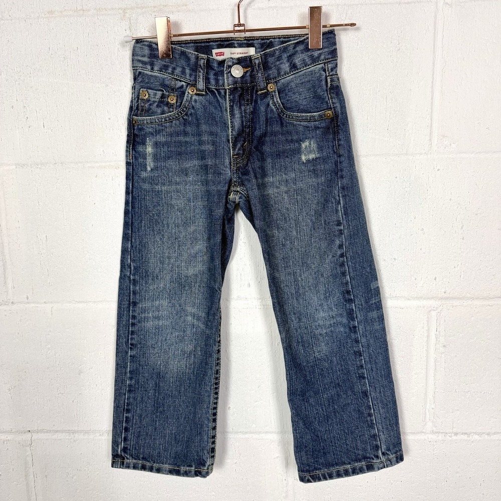 Levi's 514 Straight Little Boys Jeans Adjustable 100% Cotton Distressed 4-5Y